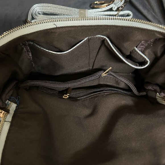 New Denim & Rhinestone Handbag, Silver Trim & Gold Tassels, w/Shoulder Strap NWT - Picture 5 of 5